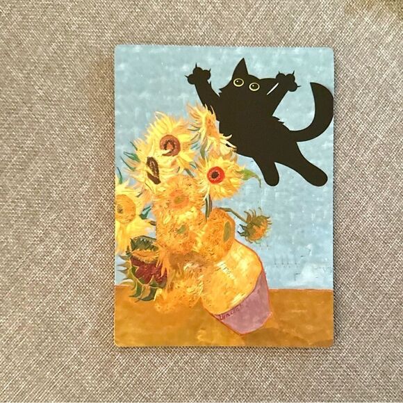 Van Gogh Sunflowers Black Cat Magnet - Picture 4 of 5